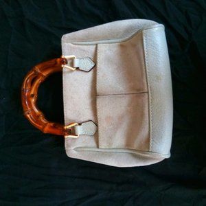 Gucci Seafoam Green Suede Mini Bag with Leather trim & Bamboo Handles